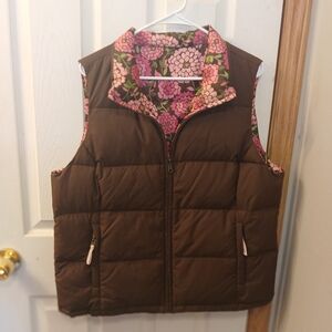 Lilly Pulitzer Brown Vest with Pink Floral Lining Reversable XL